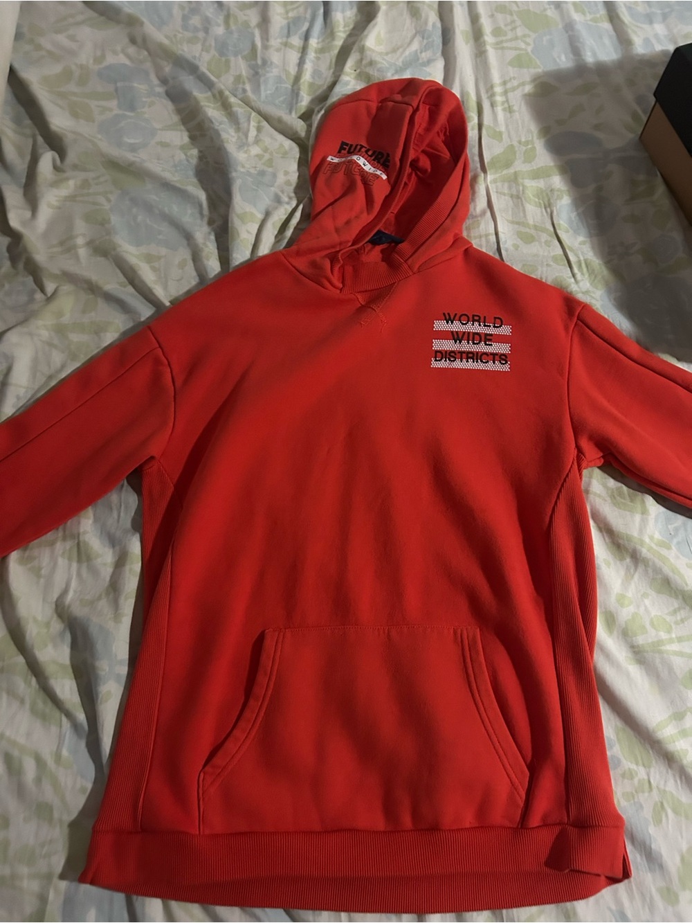 Orange 'World Wide Districts' Graphic Hoodie